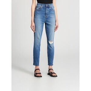 GRLFRND Size 26 Blue Jeans " The Piper" Super High Rise Stretch Slim Button Fly